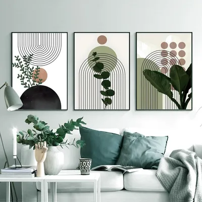 Produktbild von Moderne, geometrische Wanddekoration mit Pflanzenmotiv