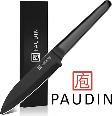 Produktbild von PAUDIN RC4 Professional Gemüsemesser 12,5 cm – Hygienisch, Schwarze Antihaft-Keramikbeschichtung, Deutscher Kohlenstoffstahl, Ergonomischer Griff