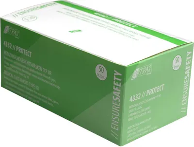Produktbild von 500 Nitras Protect Gesichtsmasken | grün | Typ II R | medizinischer Mundschutz