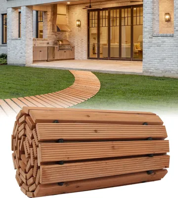 Immagine prodotto di Sentiero rotabile Sentiero da giardino Sentiero in legno arrotolabile Gradino da giardino Piastre di calpestio 253x43cm