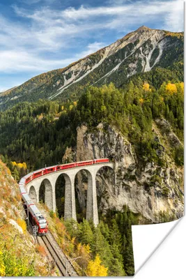 Produktbild von MuchoWow® Poster Ein Zug in einer Schweizer Landschaft 60x90 cm - Wanddekoration