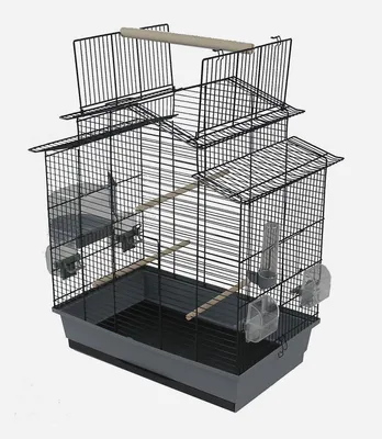 Immagine prodotto di Gabbia per uccelli per canarini pappagallini con posti a sedere all'aperto e accessori nero grigio