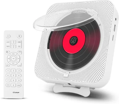 Zdjęcie produktu dla Odtwarzacz CD ZELURXX Bluetooth, kompaktowy, lekki, włącznik/wyłącznik czasowy, BT 5.0, FM, złącze USB/TF, z podstawką, ładowalny, 16,7 x 16,7 x 3 cm