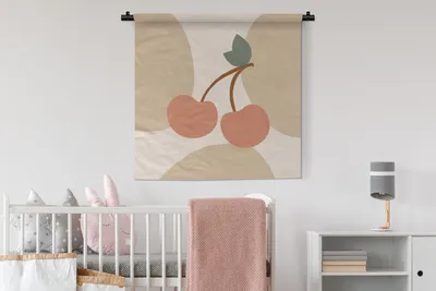 Produktbild von MuchoWow® Wandteppich Wandbehang Obst - Kirschen - Sommer 90x90 cm Tapisserie Dekoration Wandtuch - Wandaufhänger