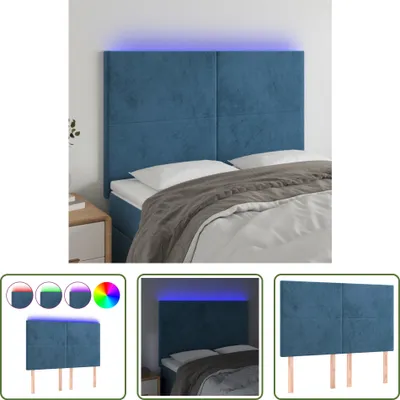 Produktbild von The Living Store LED Kopfteil Dunkelblau 144x5x118/128 cm Samt
