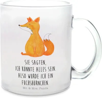 Produktbild von Mr. & Mrs. Panda Haferl Einhorn Wunsch - Transparent - Geschenk, Unicorn, Tee Tasse, Teetasse, Fuchs, Trinkglas, Fuchshörnchen, Glas, Einhörner, Unicorns, Füchse, aus
