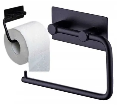 Produktbild von Selbstklebender Toilettenpapierhalter schwarz TIMO