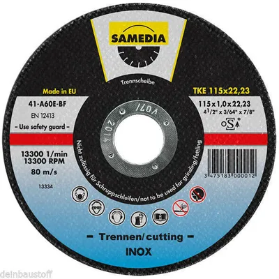 Produktbild von Samedia TKE Korund-Trennscheibe INOX 125 x 1,0 mm / 10 Stück in Metalldose