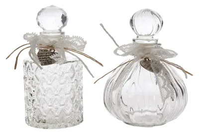 Produktbild von Glas Flasche mit Stöpsel und Deko Herzen 2er Set