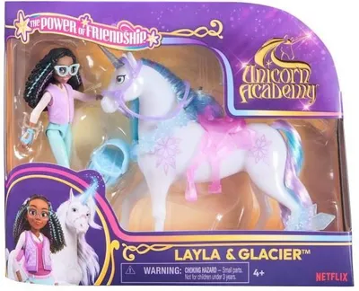 Produktbild von Einhorn Puppe Figuren Set, Layla und Glacier, 5 Zubehörteile, L'École des Licornes, Ab 4 Jahren