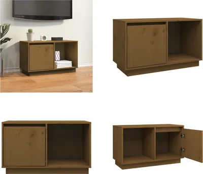 Obrázok produktu pre vidaXL TV skrinka medovo hnedá 74x35x44 cm z masívneho borovicového dreva - TV skrinka - TV stolík - TV nábytok