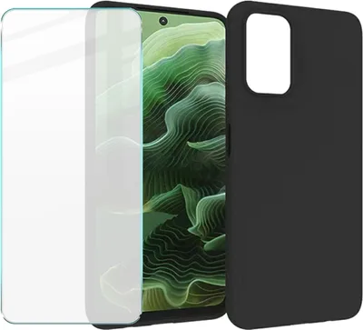 Immagine prodotto di Per Motorola Moto G35 5G Silicone TPU protettivo telefono cellulare caso nero + 9H vetro temperato