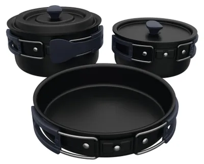 Produktbild von ERNESTO® Camping Kochgeschirr 7-teiliges Koch-Set Outdoor Töpfe Bratpfanne