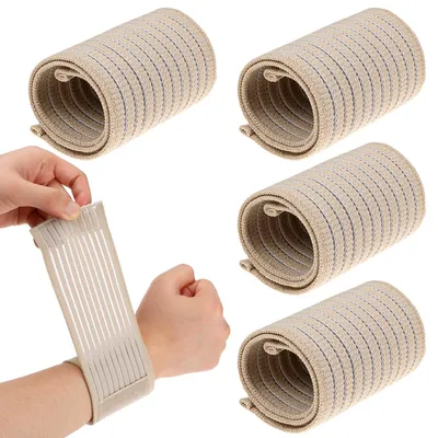 Imagen del producto de Vendas elásticas, paquete de 4 unidades, color piel, ajustables, para deportes y uso diario
