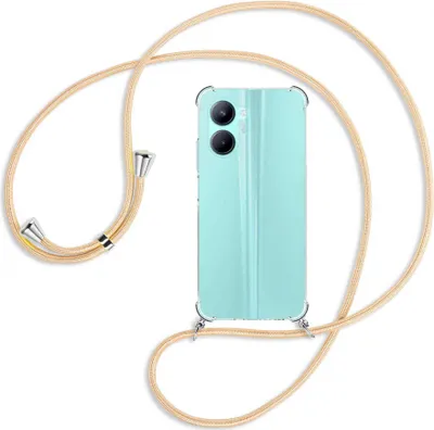 Produktbild von Handykette Backcover-Schutzhülle mit Band (Metall silberfarben) für Realme C33 (RMX3624, 6.5'') - Goldkordel