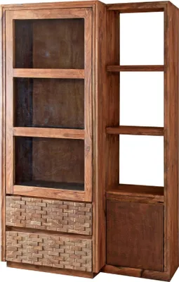 Produktbild von BRICK Vitrine 1 Glastür/1 Rosttür/2 Schubladen/3 Ablagen