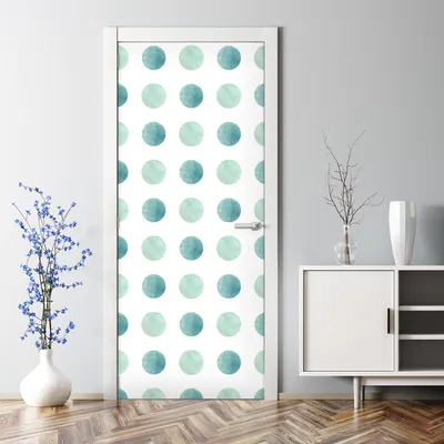 Produktbild von Dekorative Türaufkleber Aufkleber selbstklebend Abnehmbarerdeko Aquarell Kreise grün 85 x 200 cm