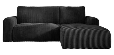 Produktbild von Ecksofa Cord MANDY 180x285 cm mit Schlaffunktion Dunkelgrau TILIA 90 Rechts, Eckcouch mit Bettkasten, Sofa L-Form, Polsterecke, Wohnlandschaft
