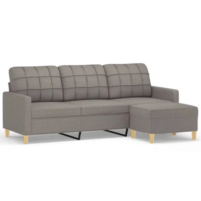 Obrázek produktu pro vidaXL Třímístná pohovka s taburetem Taupe 180 cm Látka
