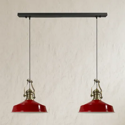 Produktbild von Asletl Pendelleuchte Esstisch Gelb 2 Flammig Metall 41 cm, Hängelampe Esstisch Wohnzimmer, Hängelampe Industrial Vintage, Küchenlampe Vintage - Rot