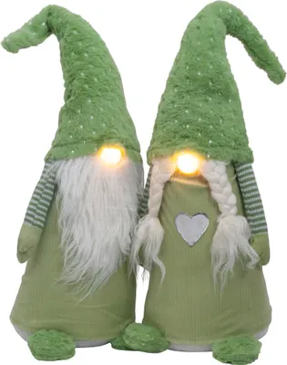 Produktbild von Wichtel mit LED 45cm stehend, Pärchen, 2er Set Dekofigur Weihnachten