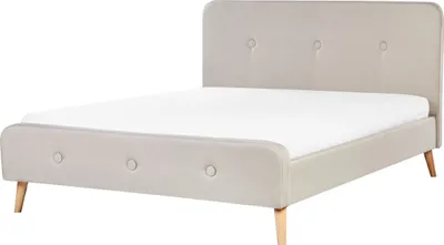 Produktbild von BELIANI Polsterbett Leinenoptik Beige 160 x 200 cm Mit Lattenrost Elegante Knopfverzierung Klassisch