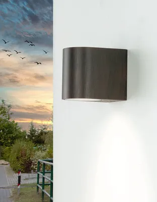 Produktbild von Moderne Außenlampe Wandleuchte kompakt Würfel Braun GU10 IP44 AALBORG