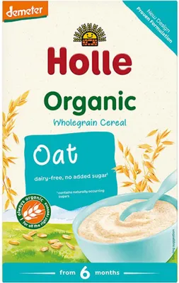 KASZKA OWSIANA PEŁNOZIARNISTA BEZ DODATKU CUKRÓW BEZGLUTENOWA OD 6 MIESIĄCA DEMETER BIO 250 g - HOLLE