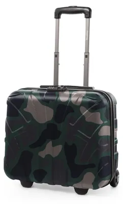 Produktbild von SUITLINE – Pilotentrolley Laptop-Koffer 2 Rollen Aktentrolley,  Bordcase Flugzeug Underseater Pilotenkoffer Businesstrolley Hardcase Carry-On Hand Luggage ABS,  TSA, 38 cm,Camouflage
