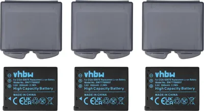 Produktbild von vhbw 3x Akku Ersatz für Panasonic DMW-BCD10, CGA-S007E, CGA-S007, CGA-S007A/B, CGA-S007A/1B für Kamera (650 mAh, 3,6 V, Li-Ion)