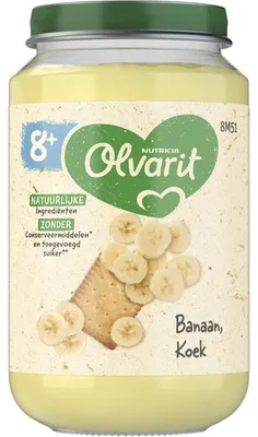 Image de Bouillie pour bébé Olvarit Banaan Koek 8 mois+ 200g - nourriture pour bébé riche en nutriments sans sucre