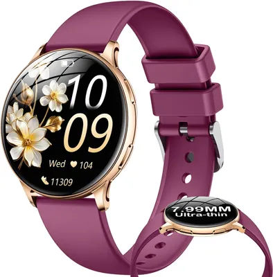 Produktbild von Smartwatch für Damen mit Telefonfunktion, Sportuhr: Herzfrequenzmesser, Schlafüberwachung, Schrittzähler, über 100 Sportmodi, wasserdicht