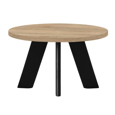 Zdjęcie produktu dla Stolik kawowy LEX o średnicy 75 cm, minimalistyczny i ponadczasowy - Sonoma/czarny