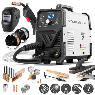 Obrázok produktu pre STAHLWERK zvárací stroj 5 v 1 combi MIG/MAG 160 M IGBT - MMA, Lift-TIG, FLUX, 160 A, s 2-valcovým pohonom, inteligentným chladením a ochranou proti prehriatiu