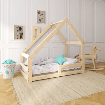 Produktbild von NeeSleep® Hausbett 70x140 cm mit Rausfallschutz und Schornstein Asymmetrisch