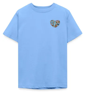 Produktbild von Spreadshirt Sesamstraße Design Herz Mit Krümelmonster Teenager T-Shirt, 134/146 (9-11 Jahre), Himmelblau