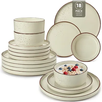 Steingut-Service 18-tlg. für 6 Pers., Teller, Schüsseln, beige