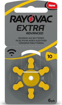 Produktbild von Batterie Zinc Air, 10, 1.4V Extra Advanced, Retail Blister (6-Pack)