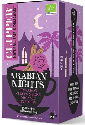 HERBATKA Z CYNAMONEM I GOŹDZIKAMI O SMAKU RÓŻY (ARABIAN NIGHTS) BIO (20 x 2 g) 40 g - CLIPPER