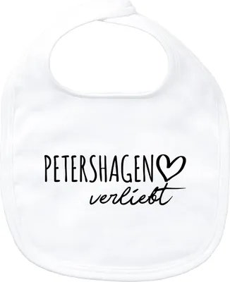 Produktbild von Huuraa Baby Lätzchen Petershagen verliebt White Klettverschluss  Baumwolle Latz Geschenkidee