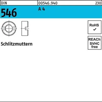 Produktbild von Reyher  Schlitzmuttern DIN 546 A 4 M 6 A 4 (100 Stück)