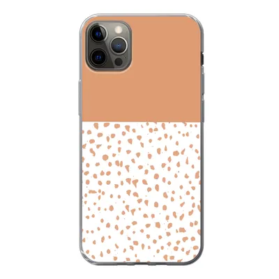 Produktbild von MuchoWow® Handyhülle Schutzhülle Hülle für iPhone 13 Pro Max Tupfen - Orange - Weiß Silikon Softcase Handy Hülle - Mobiltelefon