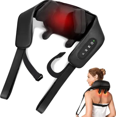 Produktbild von Nackenmassagegerät, Kabelloses Nackenmassagegerät mit 4D-Massage von Tiefengewebe und Wärme, Muskelschmerzlinderung für Nacken, Schulter, Beine