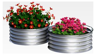 Produktbild von Hochbeet aus Metall, 2er Set Pflanzkästen, Kräuterbeet, Gemüsebeet für Garten und Balkon, Silber, 60 x 60 x 30 cm