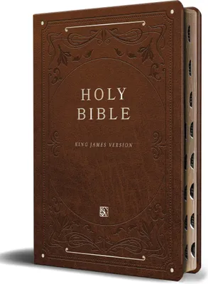 Produktbild von KJV Holy Bible, Giant Print Thinline Large Format, Brown Premium Imitation Leather with Ribbon Marker, Red Letter, and Thumb Index