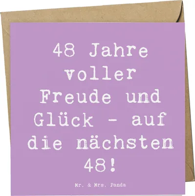 Produktbild von Mr. & Mrs. Panda Klappkarte Spruch 48. Geburtstag Freude - Lavendeltraum - Geschenk, faltkarte, lebensfrohe Sprüche, kreatives, Alter, Grußkarte, Glückwunschkarte