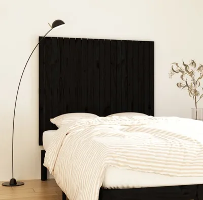 Produktbild von vidaXL Wand Kopfteil Schwarz 127,5x3x110 cm Massivholz Kiefer - Wand-Kopfteil - Wand-Kopfteile - Kopfteil - Bett-Kopfteil