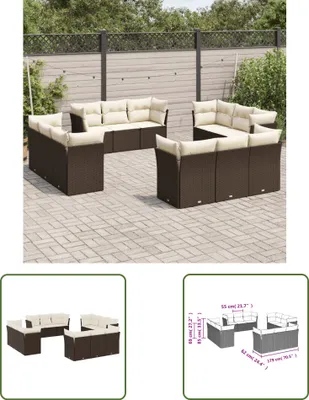 Produktbild von The Living Store 12-tlg. Garten-Sofagarnitur mit Kissen Braun Poly Rattan