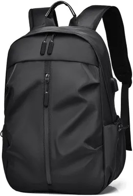 Immagine prodotto di Zaino da viaggio ed escursionismo leggero e impermeabile in nylon, sostenibile, con porta di ricarica USB (nero)
