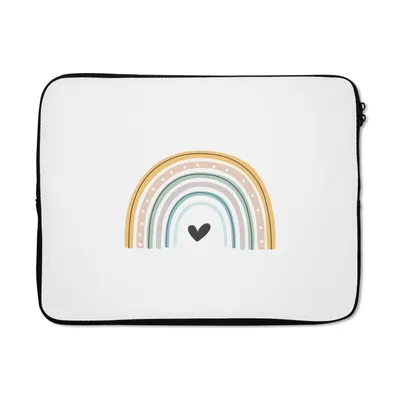 Produktbild von MuchoWow® Laptop Hülle 17 Zoll Laptoptasche Regenbogen - Herz - Tupfen - Pastell - Kinder - Zipper - Schutzabdeckung